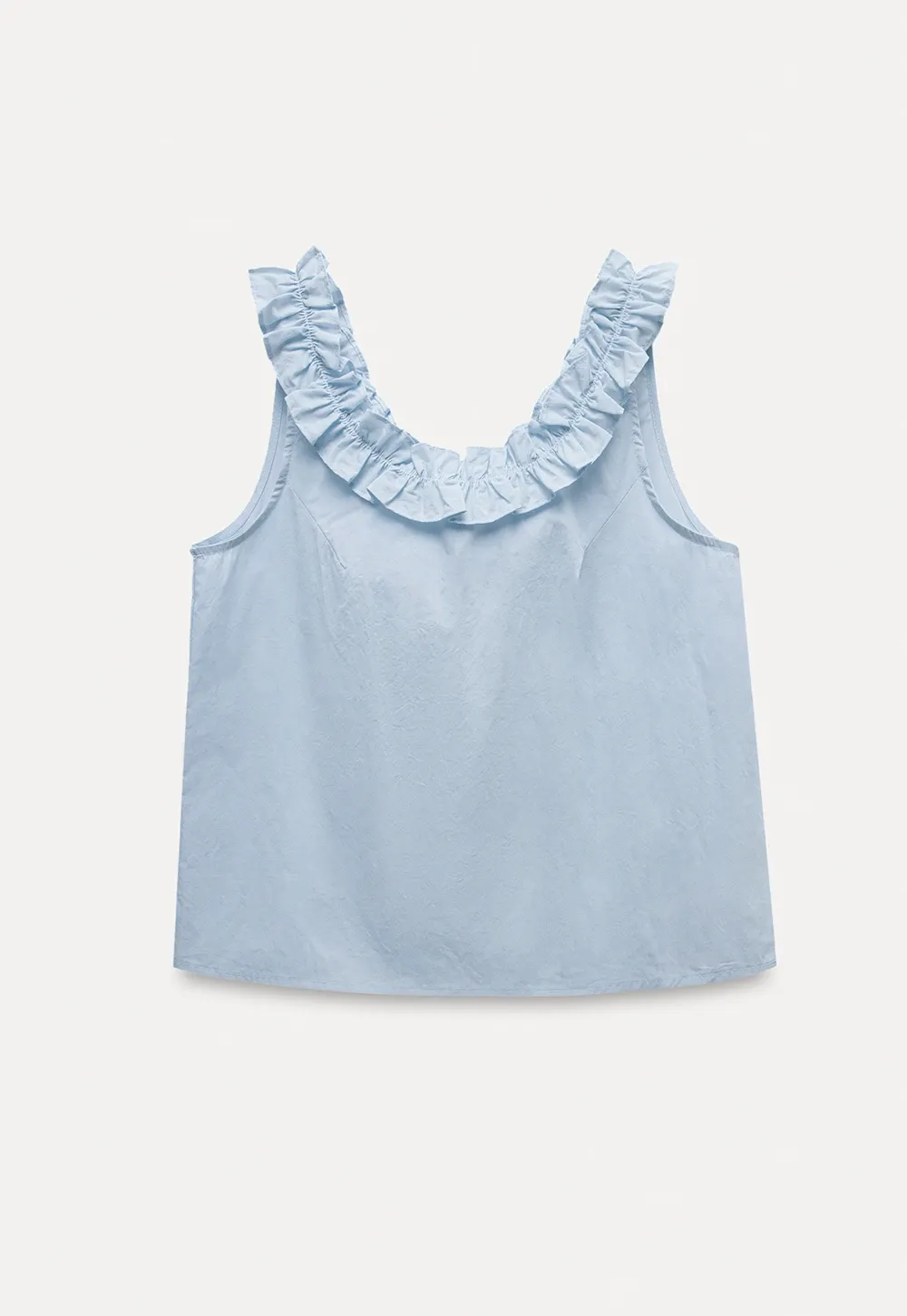 Women’s Sleeveless Top with Ruffle Neckline