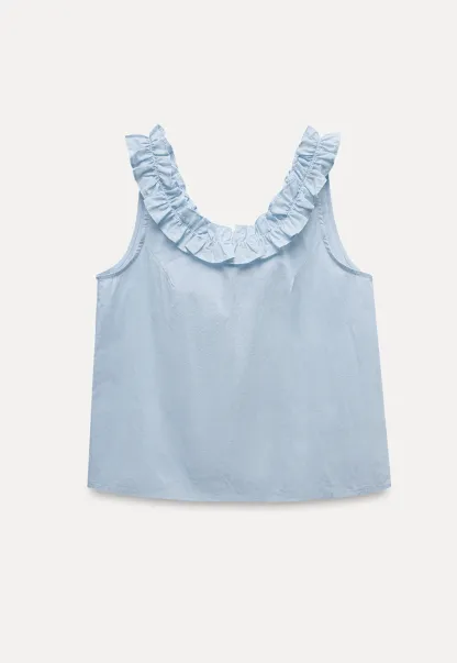 Women’s Sleeveless Top with Ruffle Neckline