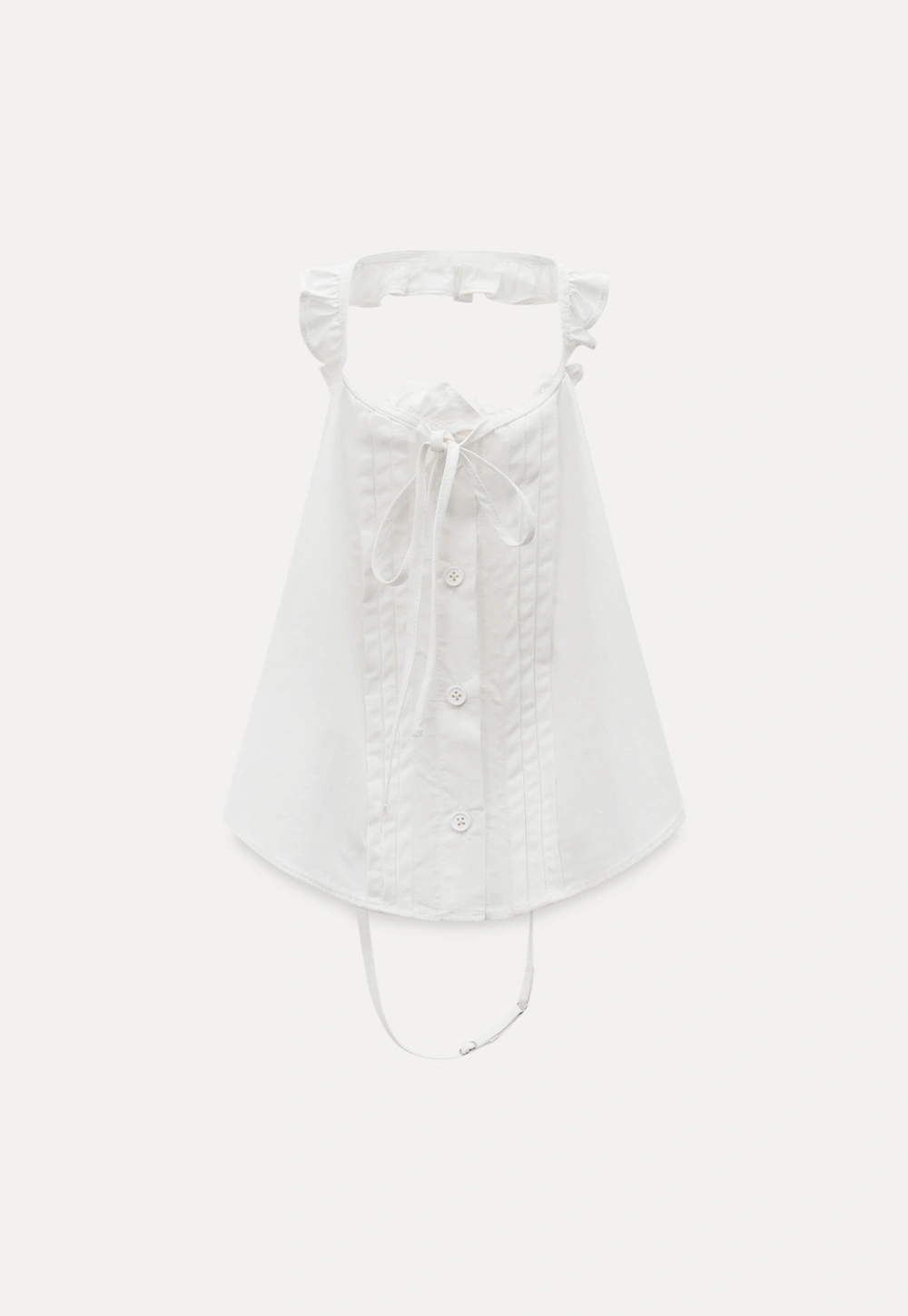 Women White Ruffle Collar Button-Down Crop Top