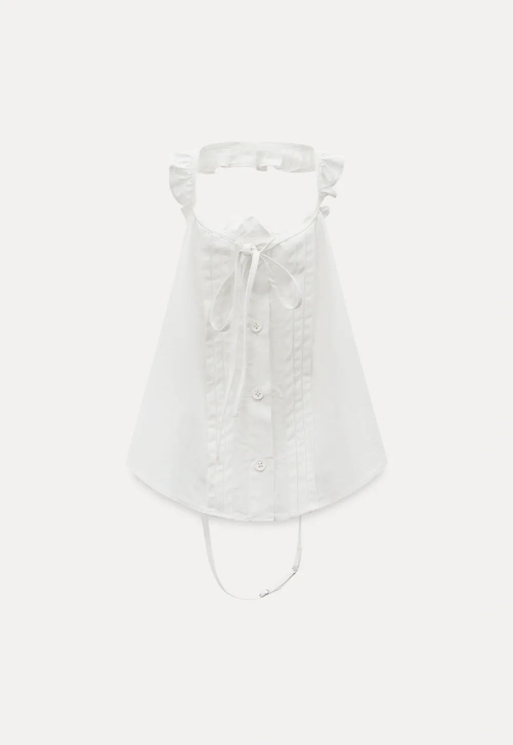 Women White Ruffle Collar Button-Down Crop Top