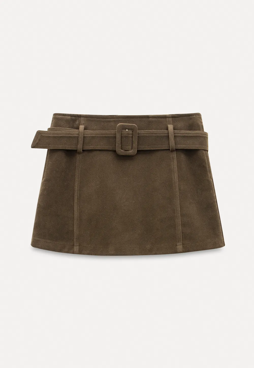 Suede Belted Mini Skirt