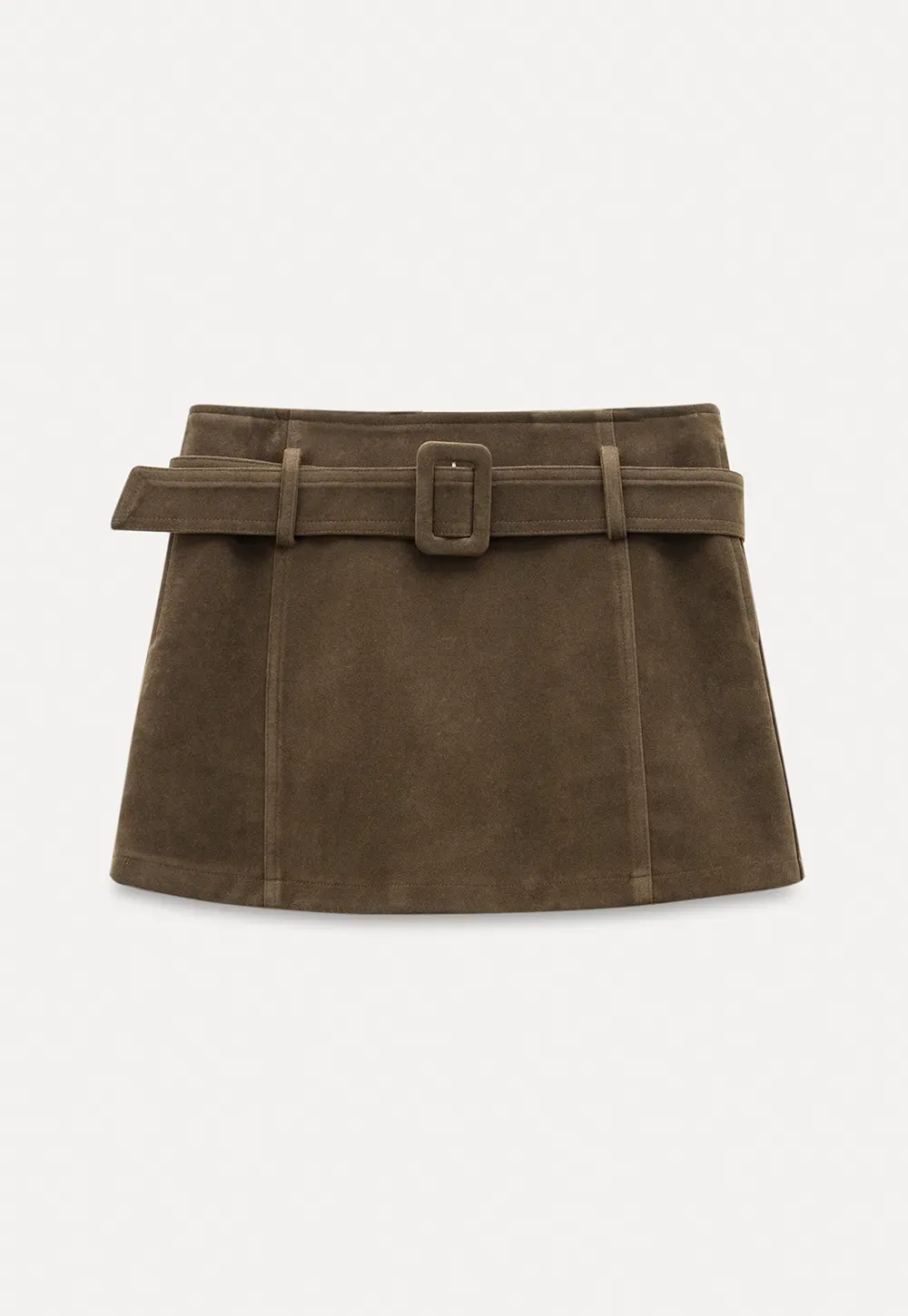 Suede Belted Mini Skirt