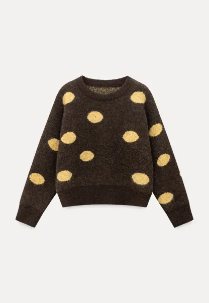 Fuzzy Polka Dot Knit Sweater