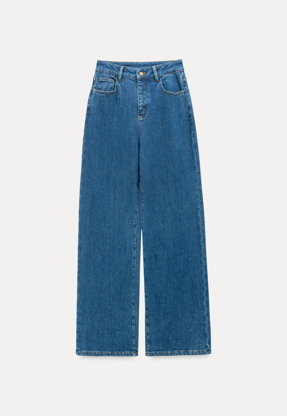 Chic Blue Wide-Legged High-Rise Jeans