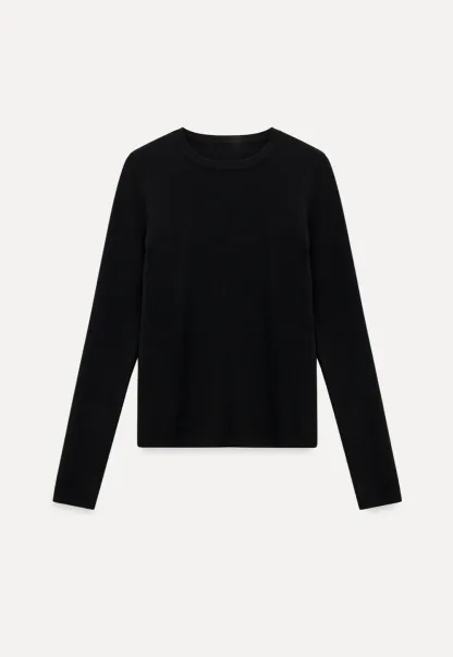 Women Black Long Sleeve Top and High-Waisted Skirt Set