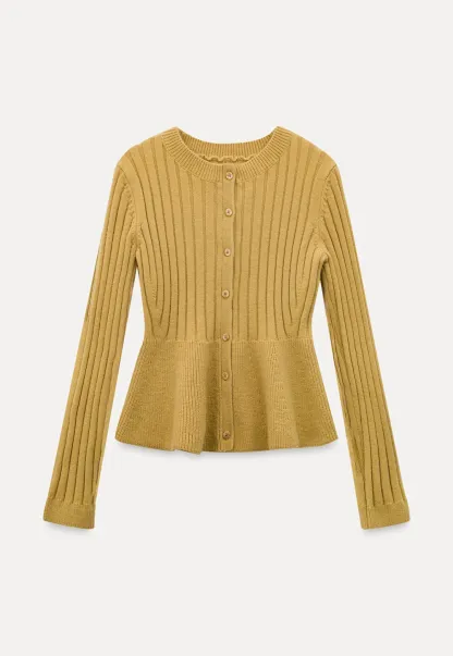 Women Ribbed Cardigan with Button Front
