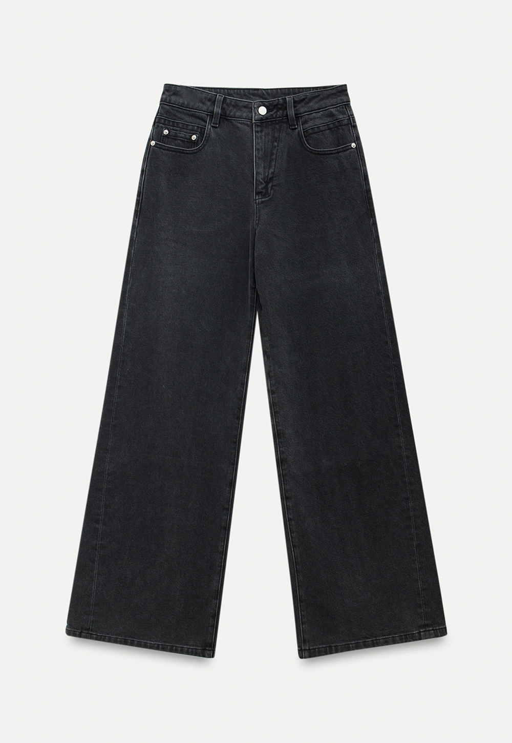 High-Waisted Black Wide-Leg Denim Jeans