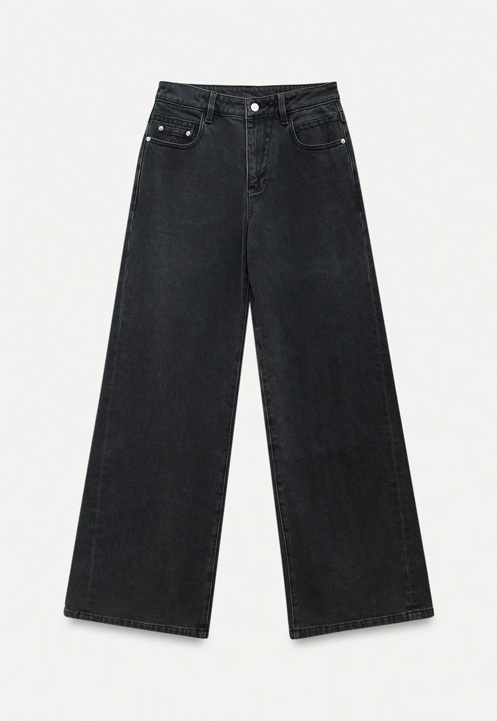 High-Waisted Black Wide-Leg Denim Jeans