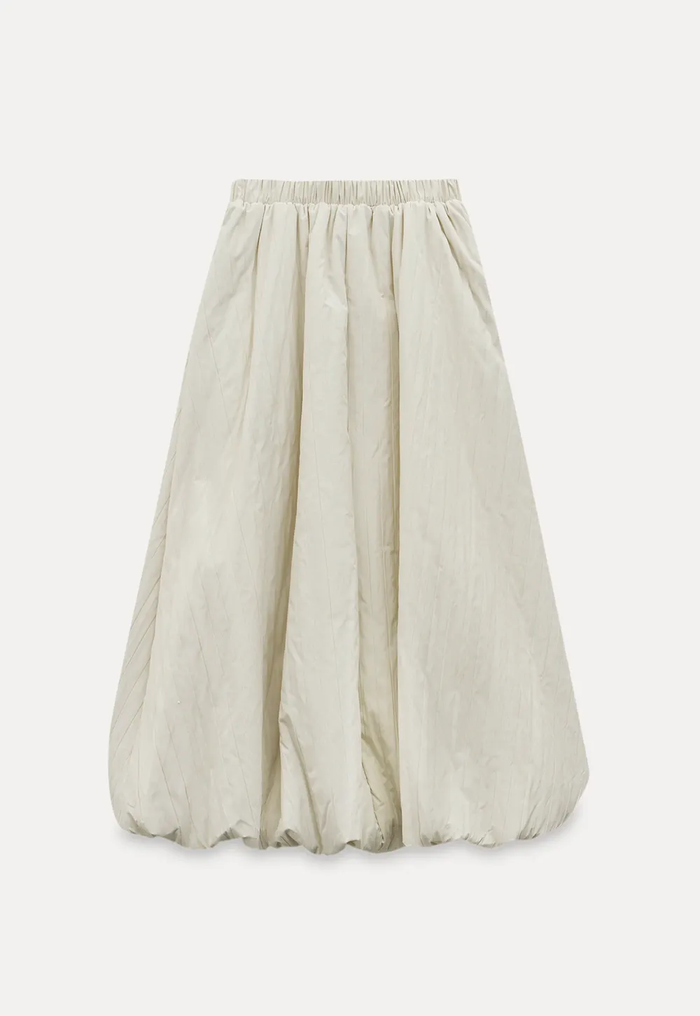 Elastic Waist Textured Puff Midi Skirt