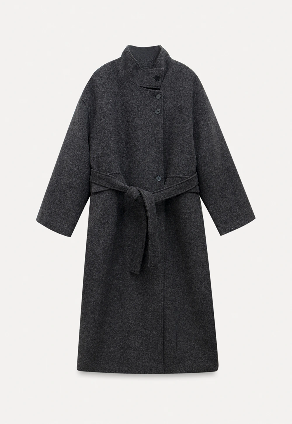 Padded Stand-Collar Wool Coat