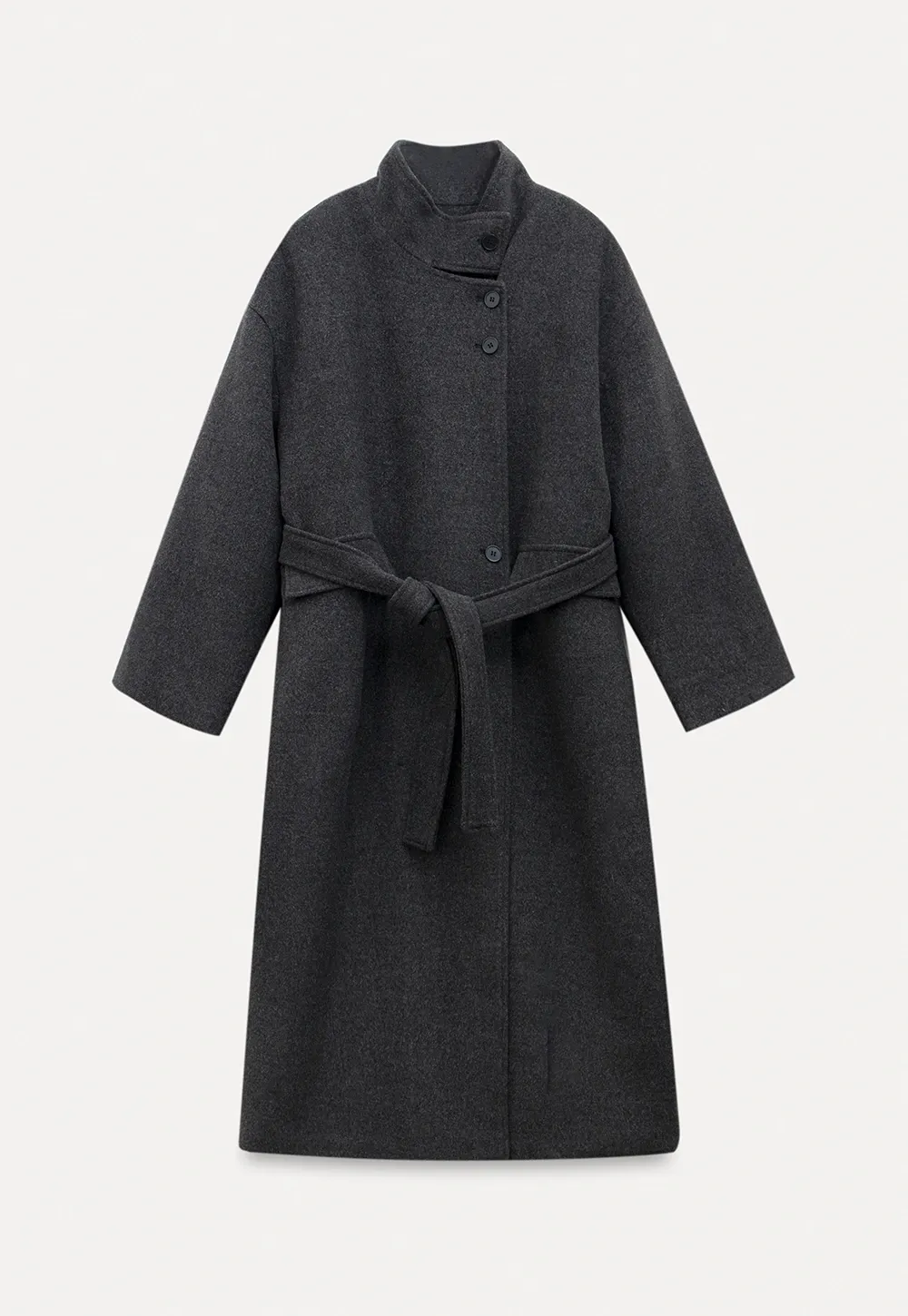 Padded Stand-Collar Wool Coat