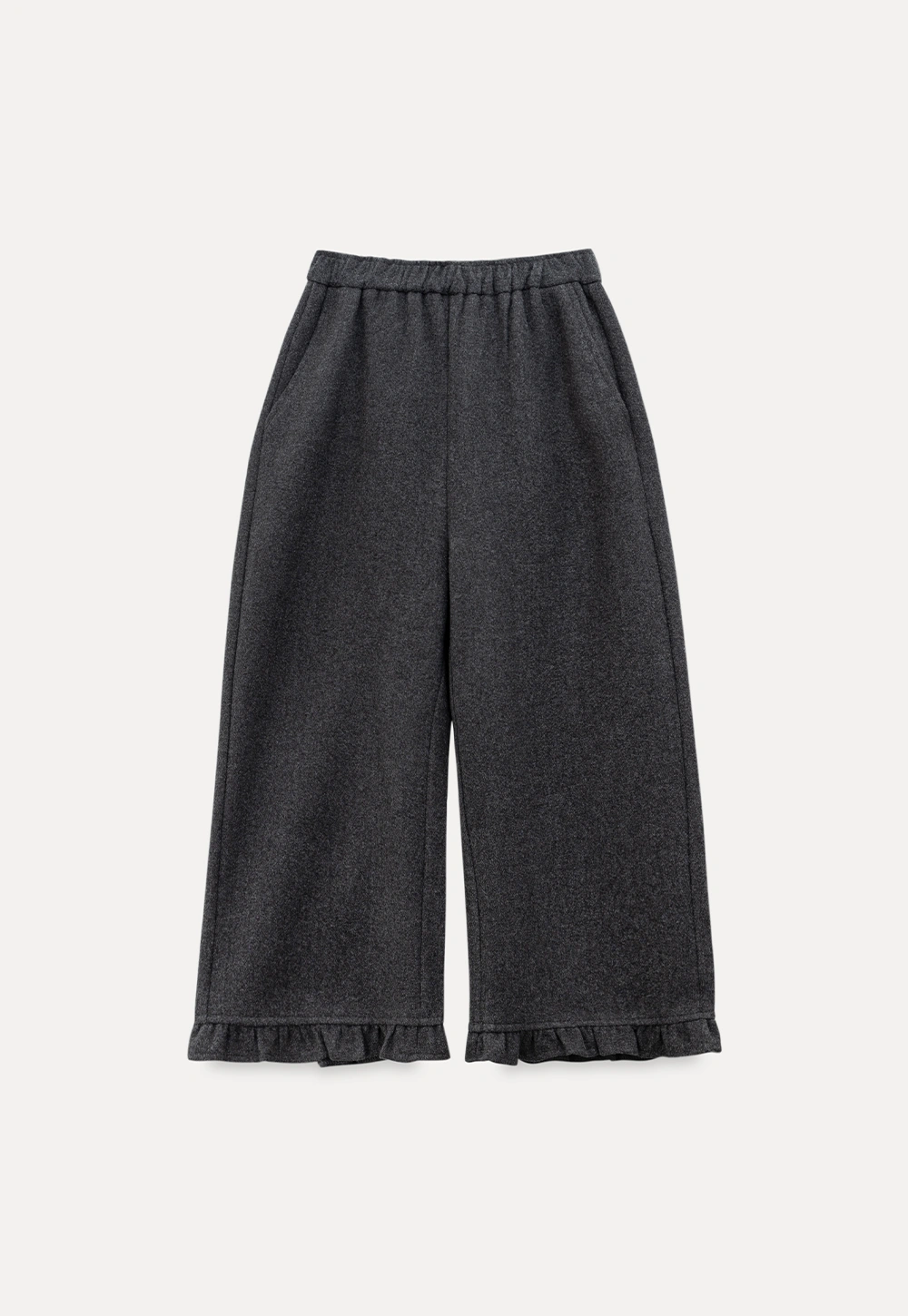 Women Ruffle Hem Wide Leg Cropped Pants