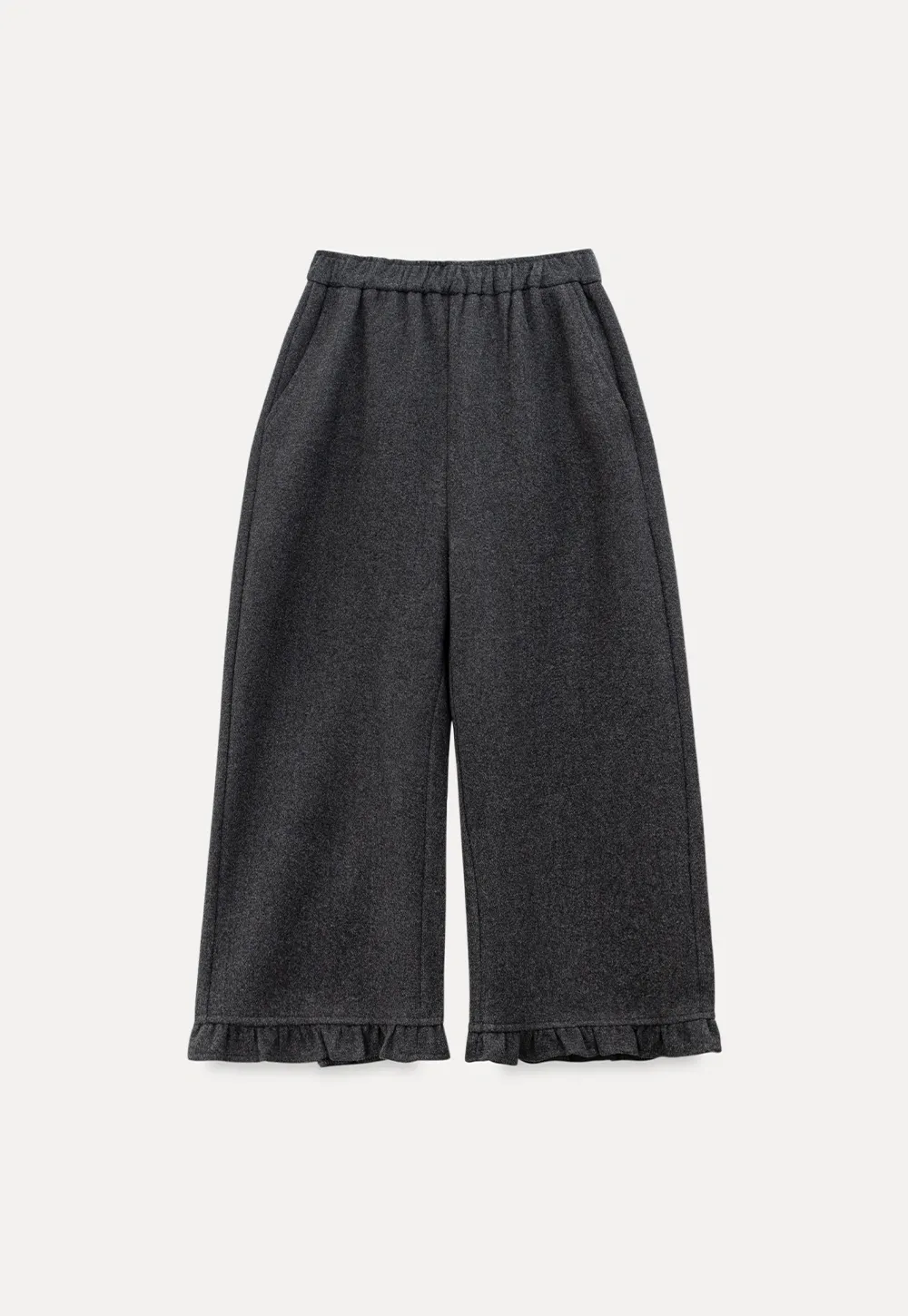 Women Ruffle Hem Wide Leg Cropped Pants