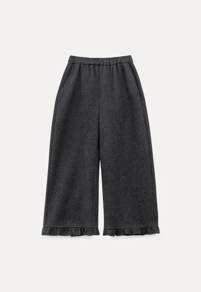 Women Ruffle Hem Wide Leg Cropped Pants