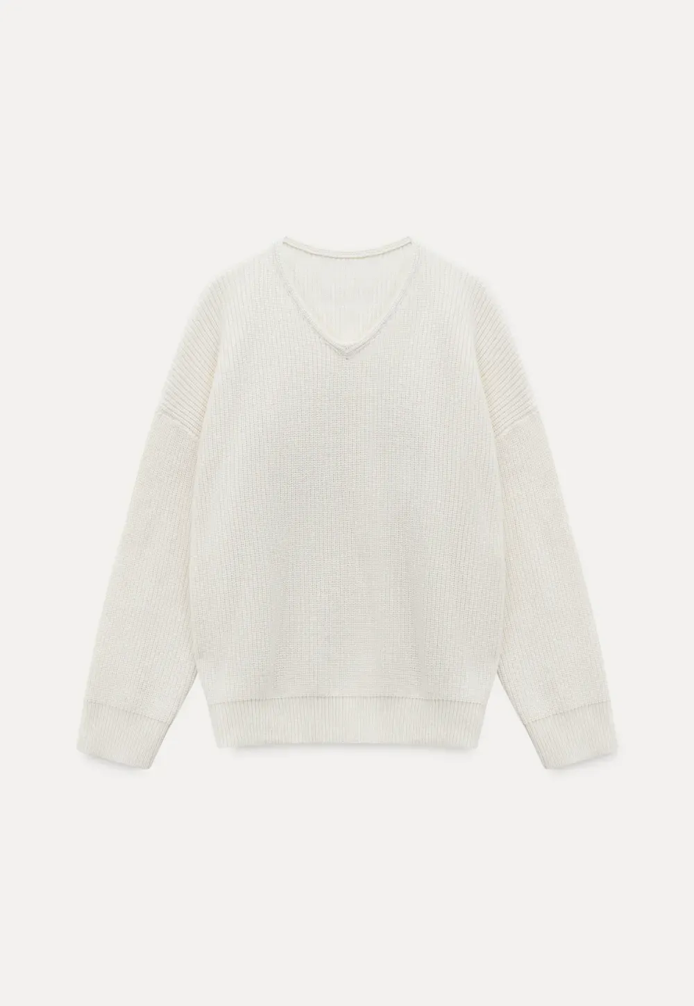 Ribbed V-Neck Knit Sweater