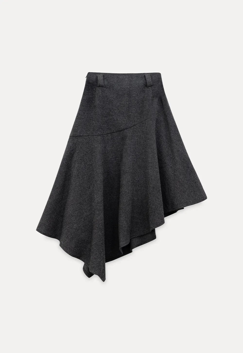 Asymmetric Wool-Blend Midi Skirt