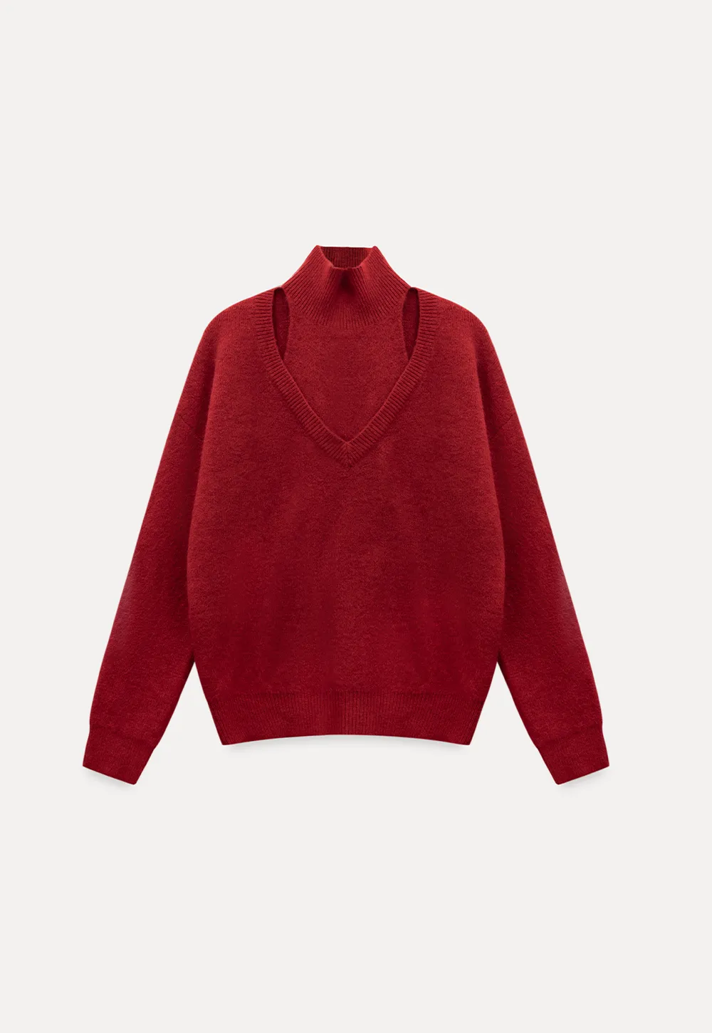 Cut-Out Layered Turtleneck Sweater