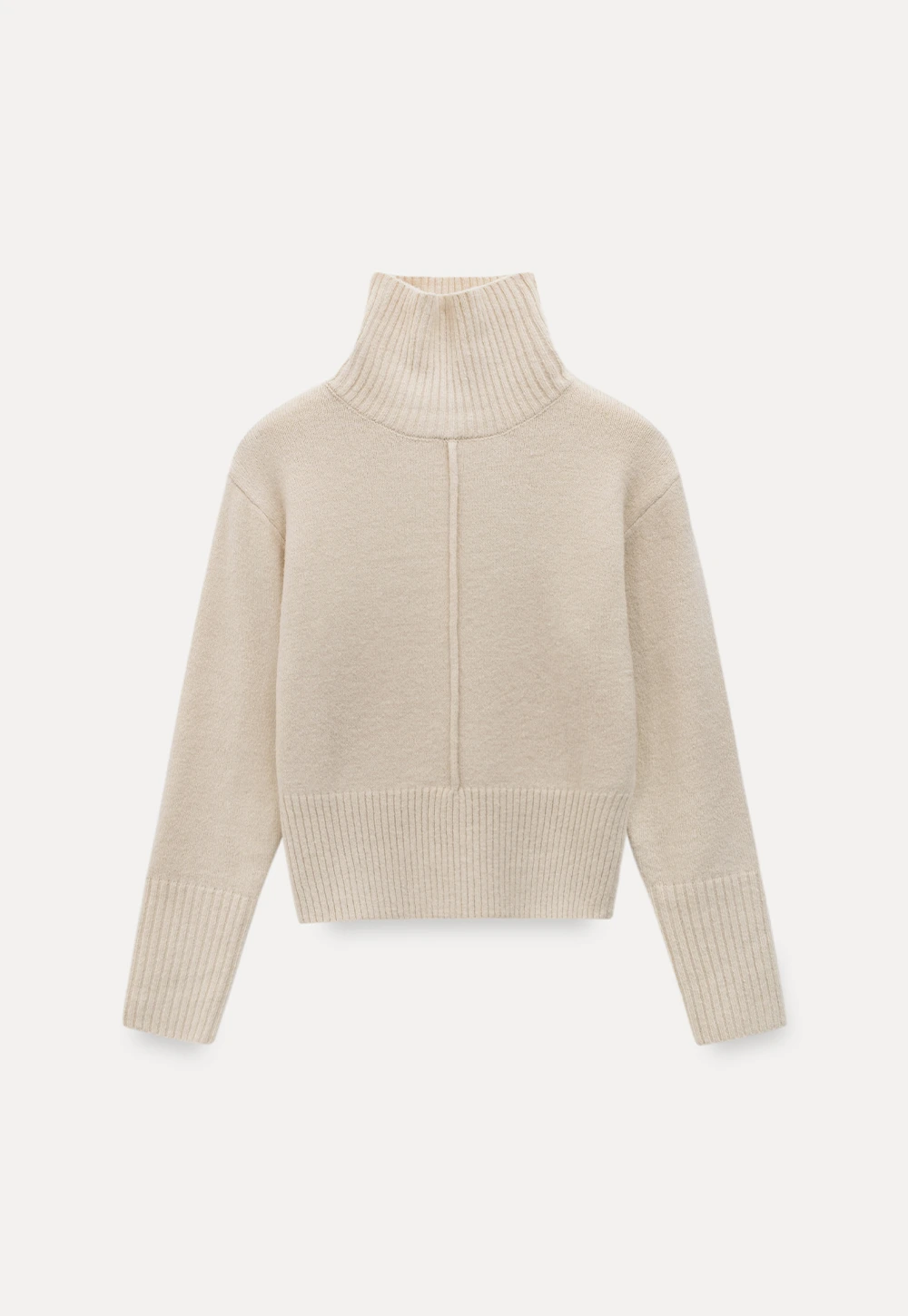 Center-Seam Turtleneck Crop Sweater