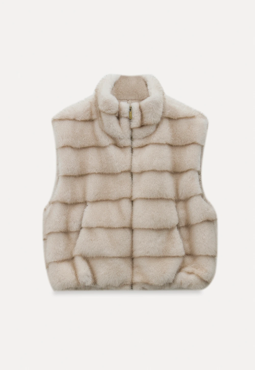 Layered Fuzzy Stand-Collar Vest