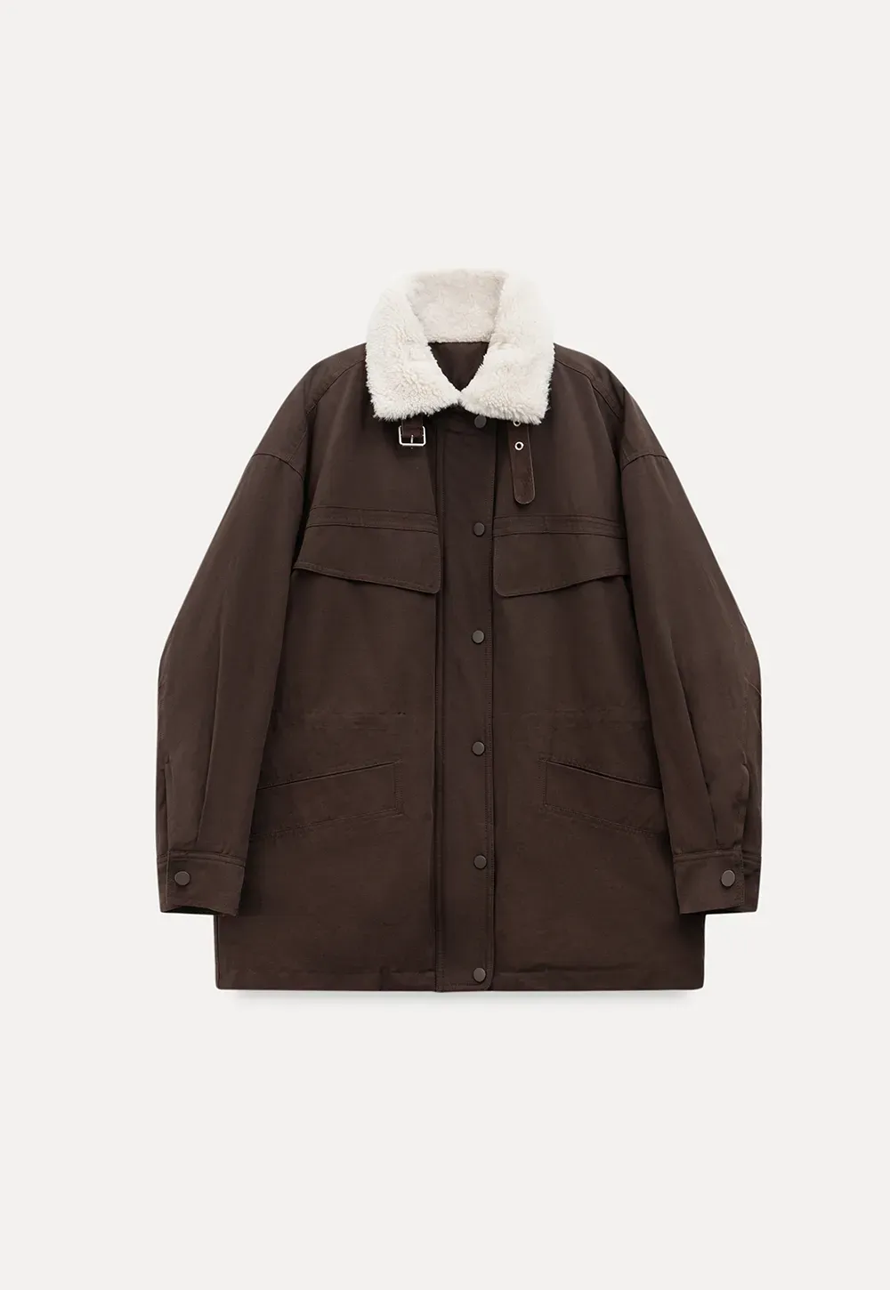 Faux Shearling Collar Utility Jacket