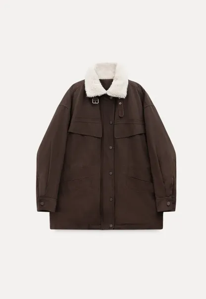 Faux Shearling Collar Utility Jacket