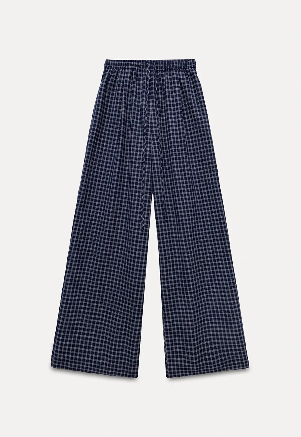 Women's Plaid Wide Leg Lounge Pants with Elastic Waist