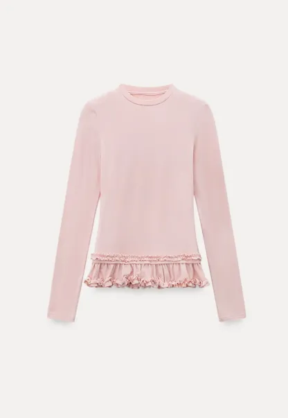 Ruffled Hem Long-Sleeve Tee