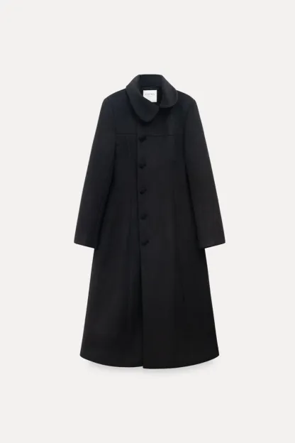 Womens Chic A-Line Buttoned Long Wool Coat