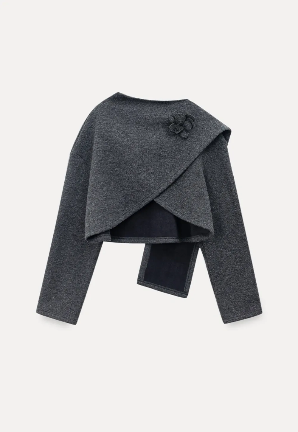 Black Long Sleeve Dress with Grey Cardigan Set