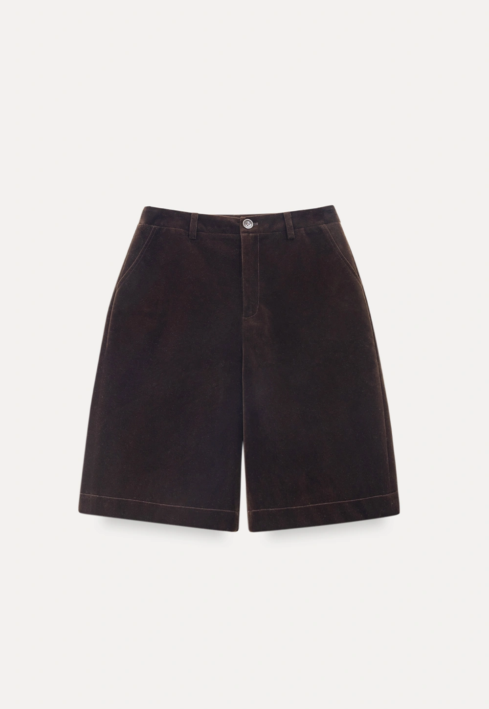 Women Stylish Corduroy Brown Shorts with Button Detail