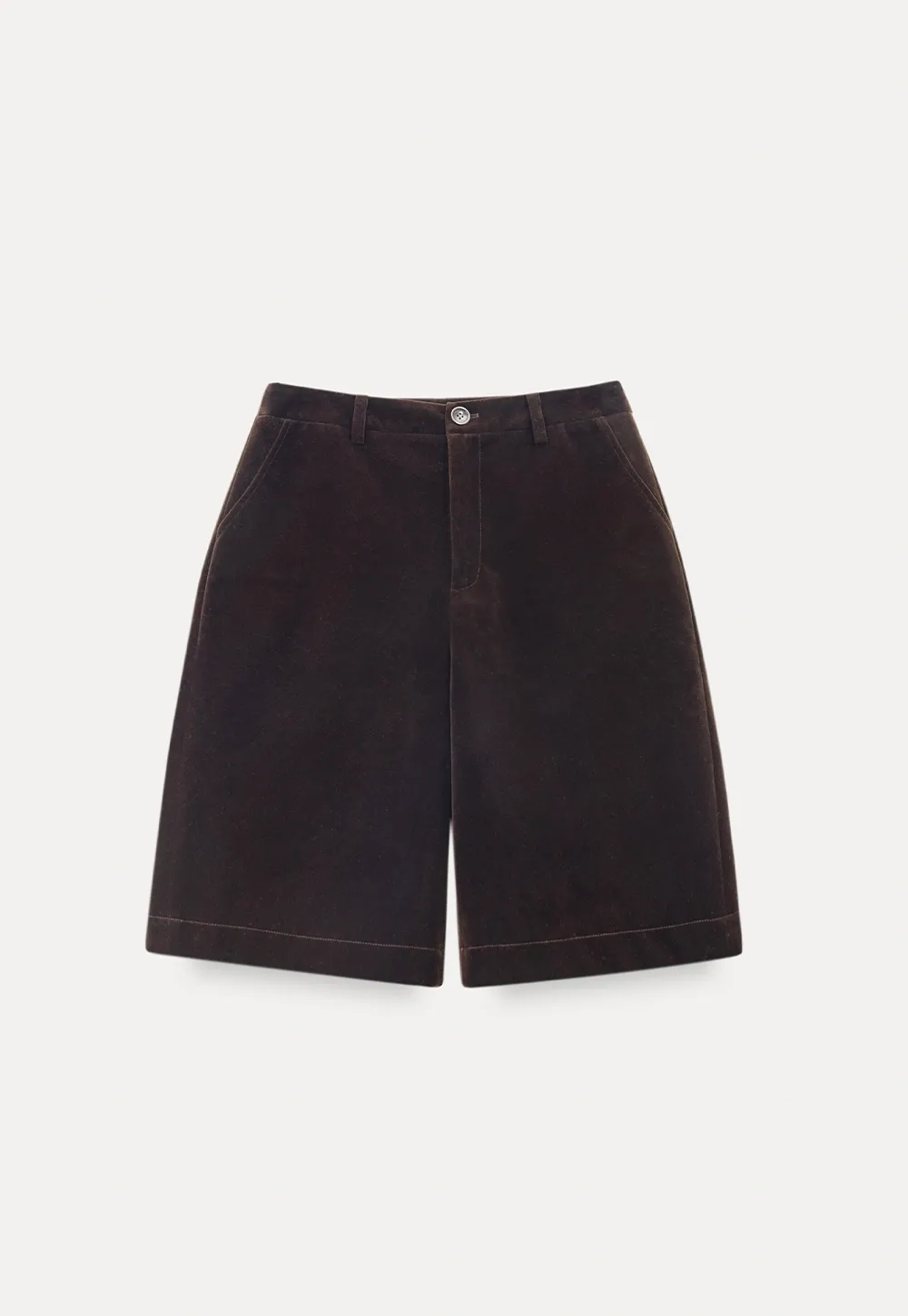 Women Stylish Corduroy Brown Shorts with Button Detail