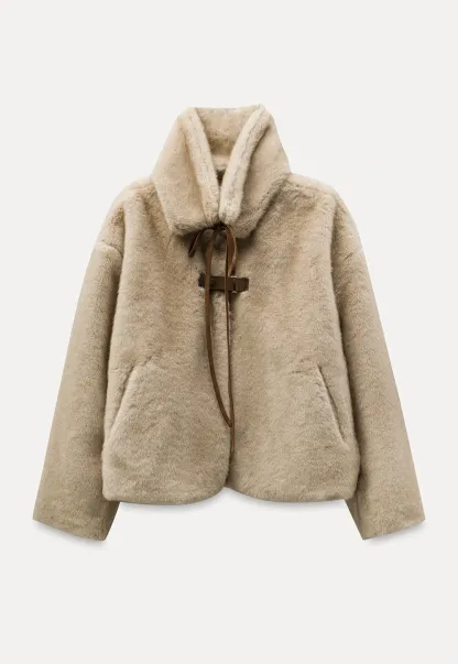 Women's Stand Collar Cropped Faux Fur Coat