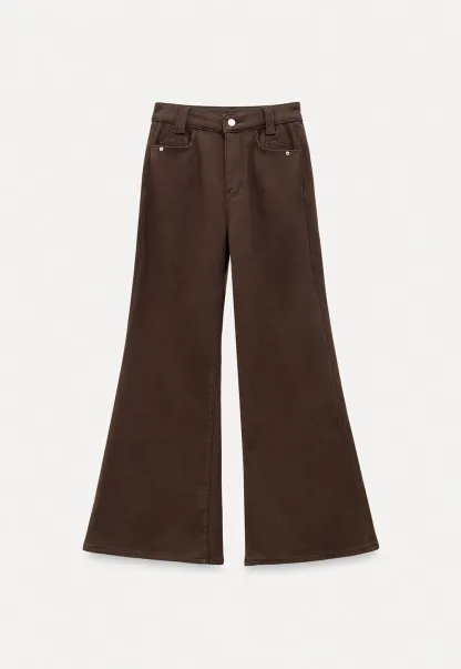 Soft Cotton Wide-Leg Pants with Button Detail
