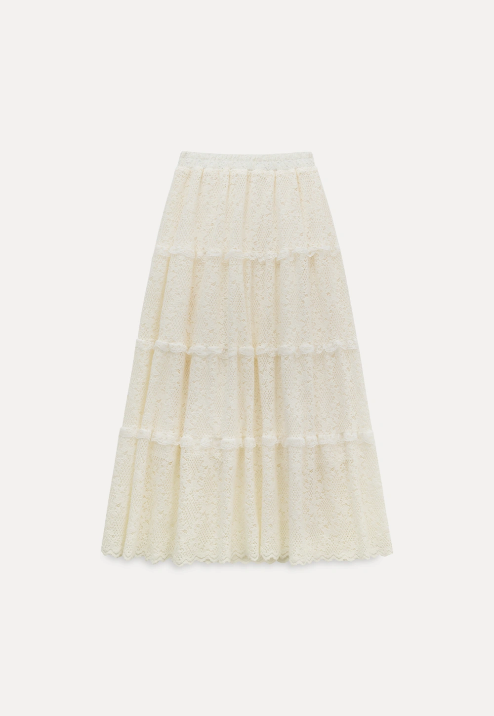 Lace Tiered Skirt with Ruffle Detail