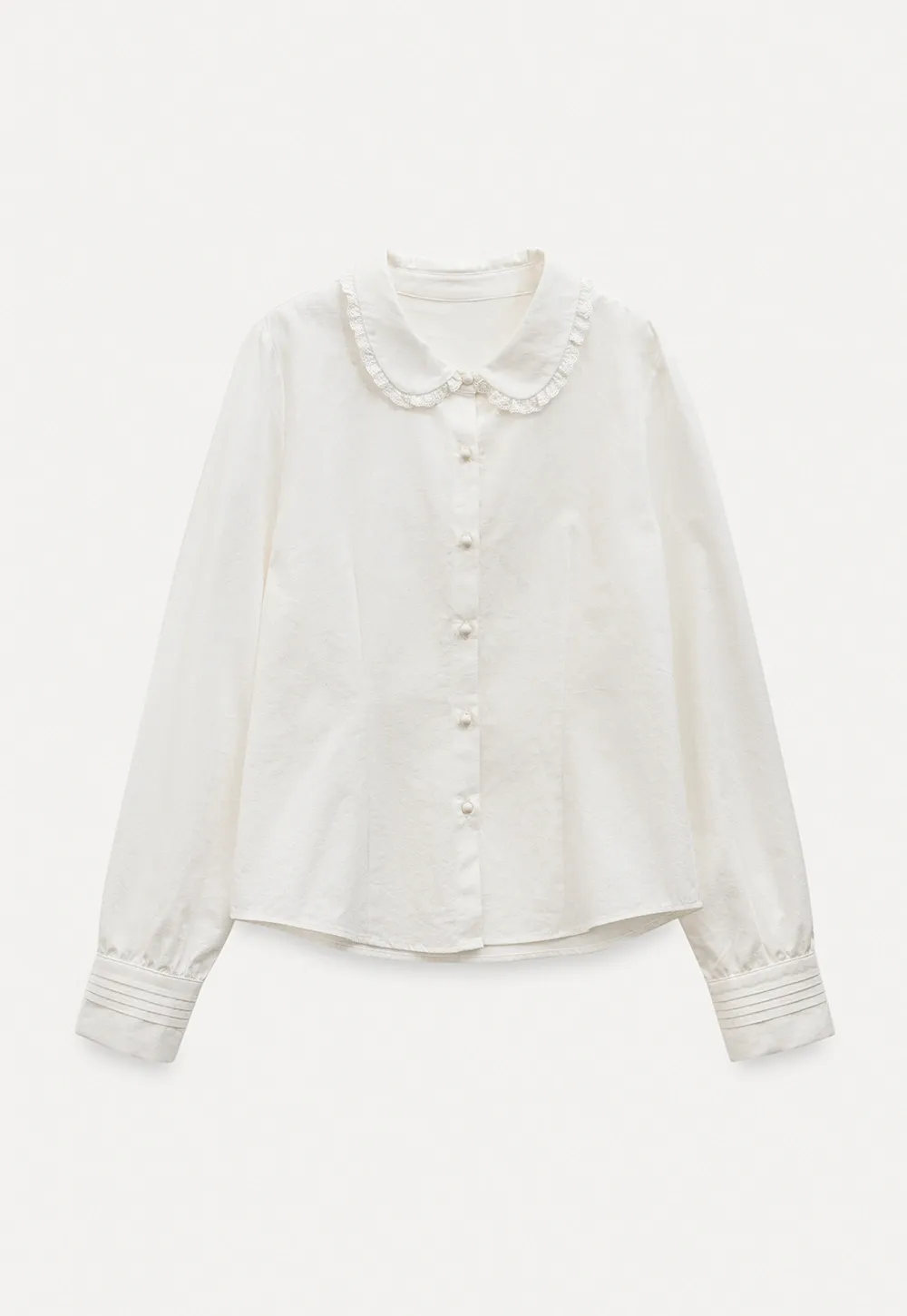 Classic White Blouse with Lace Collar