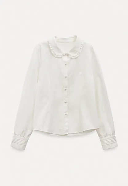 Classic White Blouse with Lace Collar