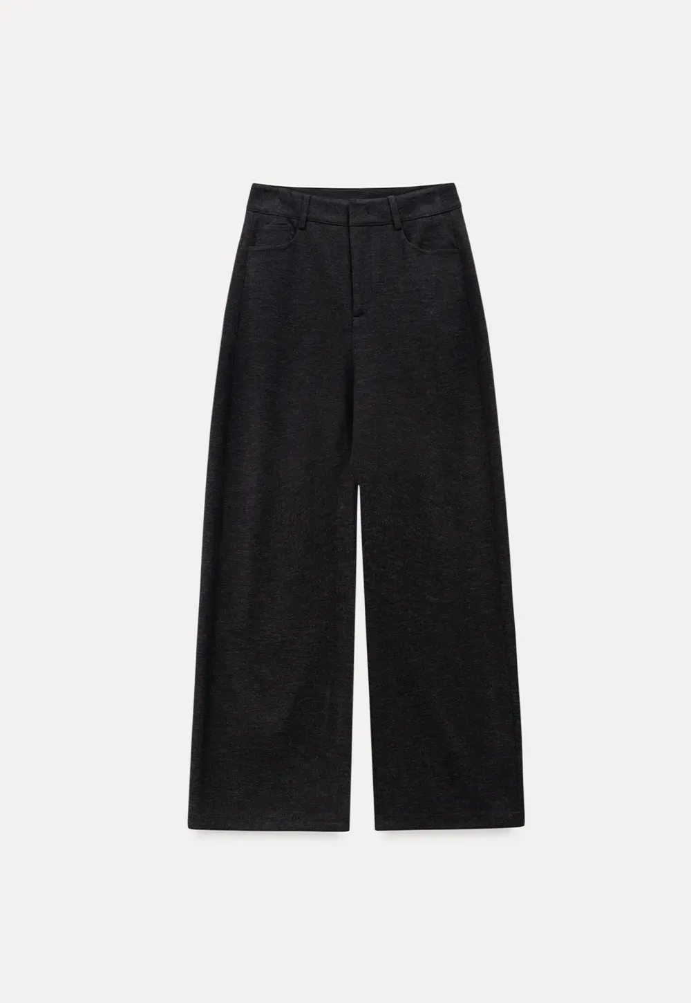 Soft Knit Wide-Leg Pants in Charcoal