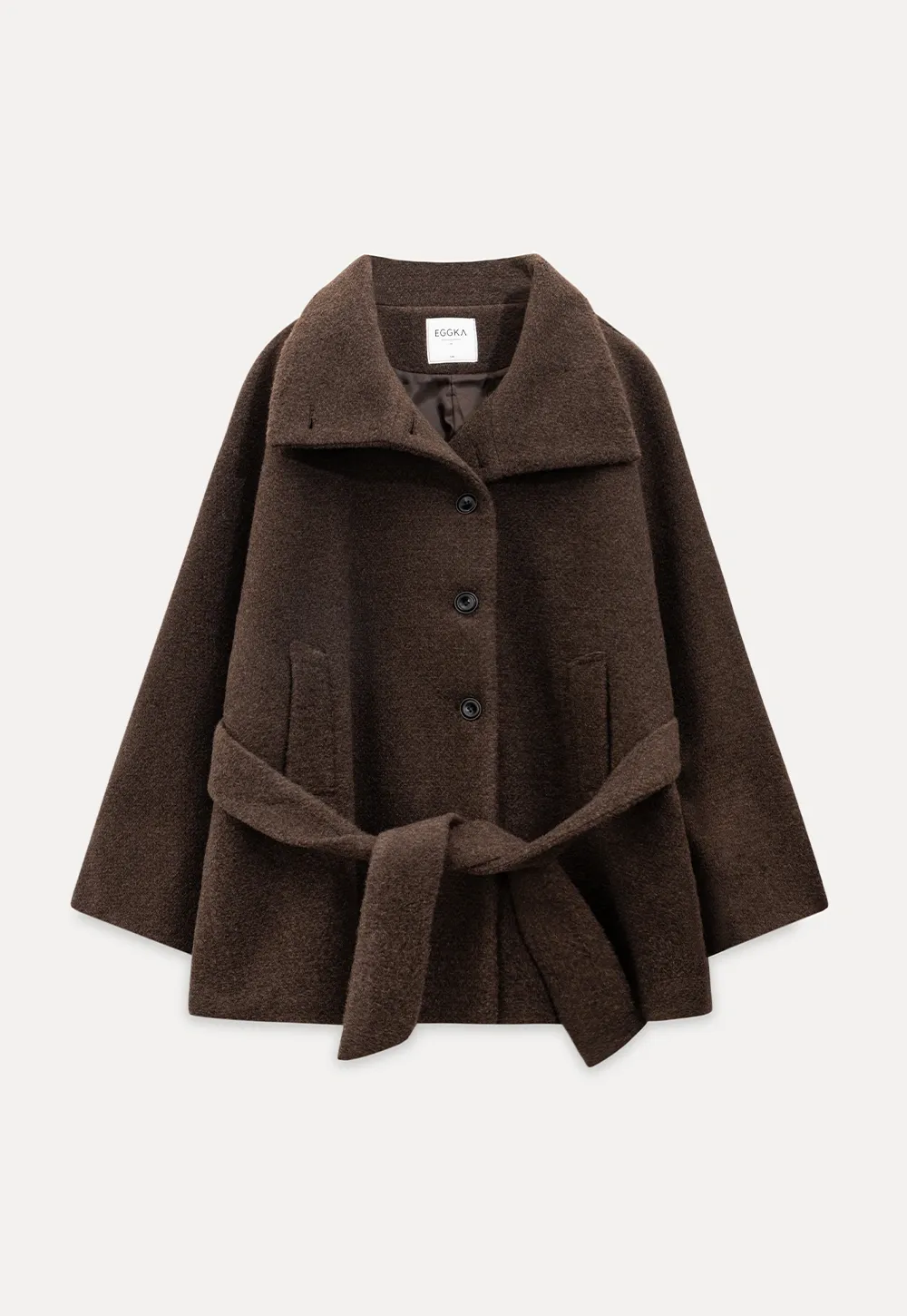 Winter Woolen Coat with Belt and Button Fastening