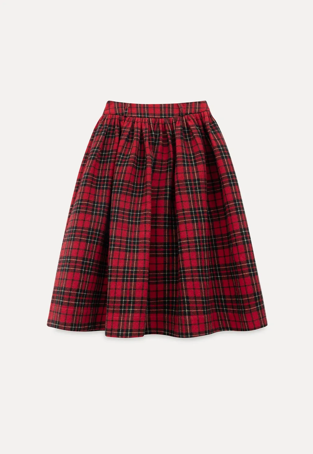 Plaid Midi Skirt with Elastic Waist for Women