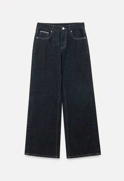Women Classic High Rise Denim Wide Leg Pants
