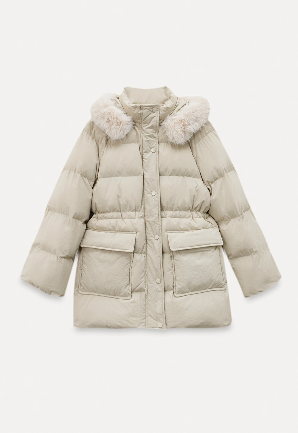 Cozy Beige Winter Cotton Coat for Women