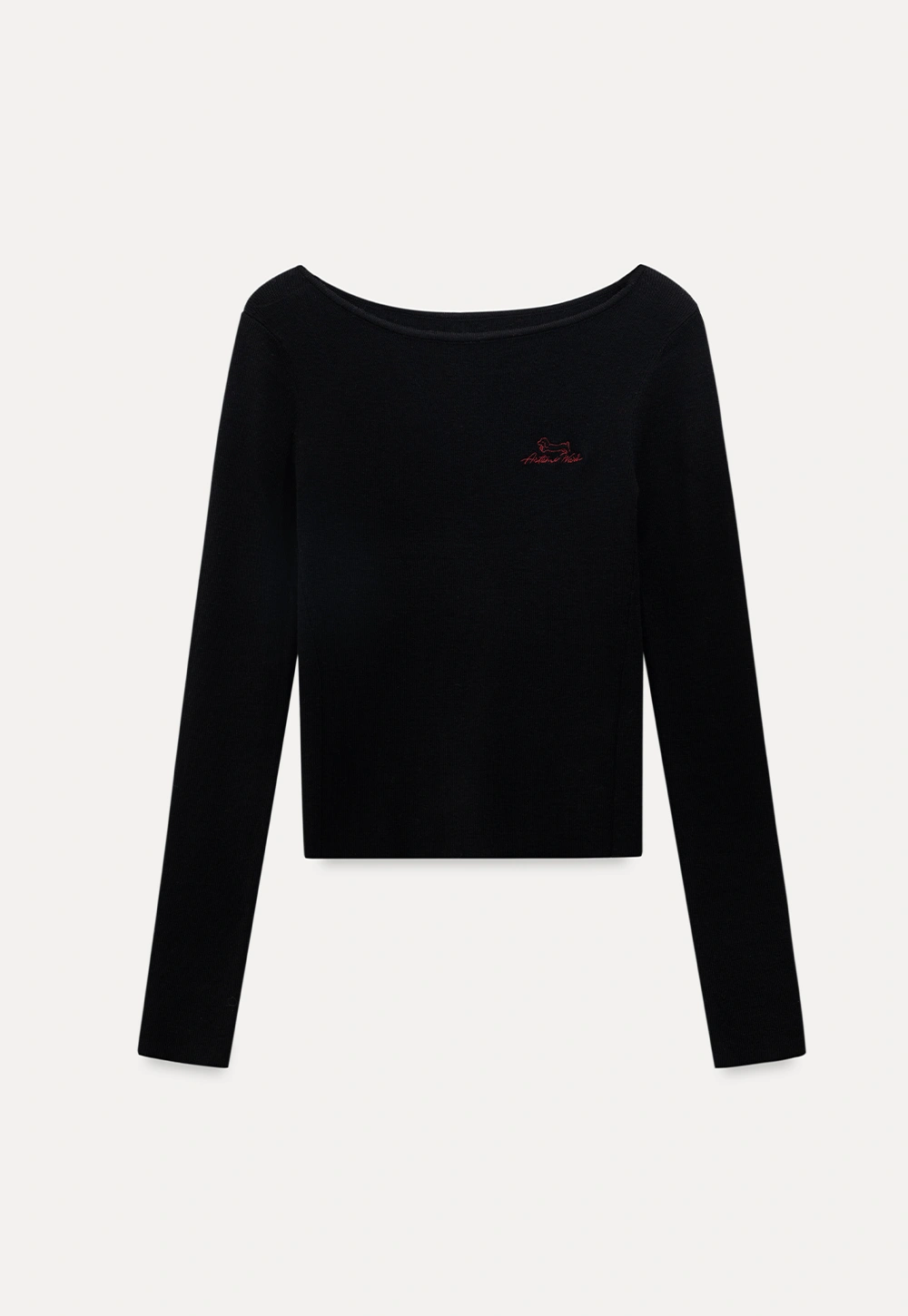 Embroidered Round Neck Wool Knit Top