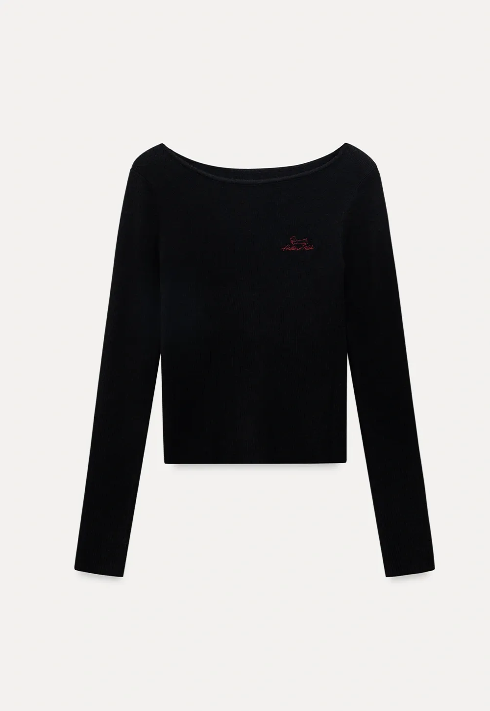 Embroidered Round Neck Wool Knit Top