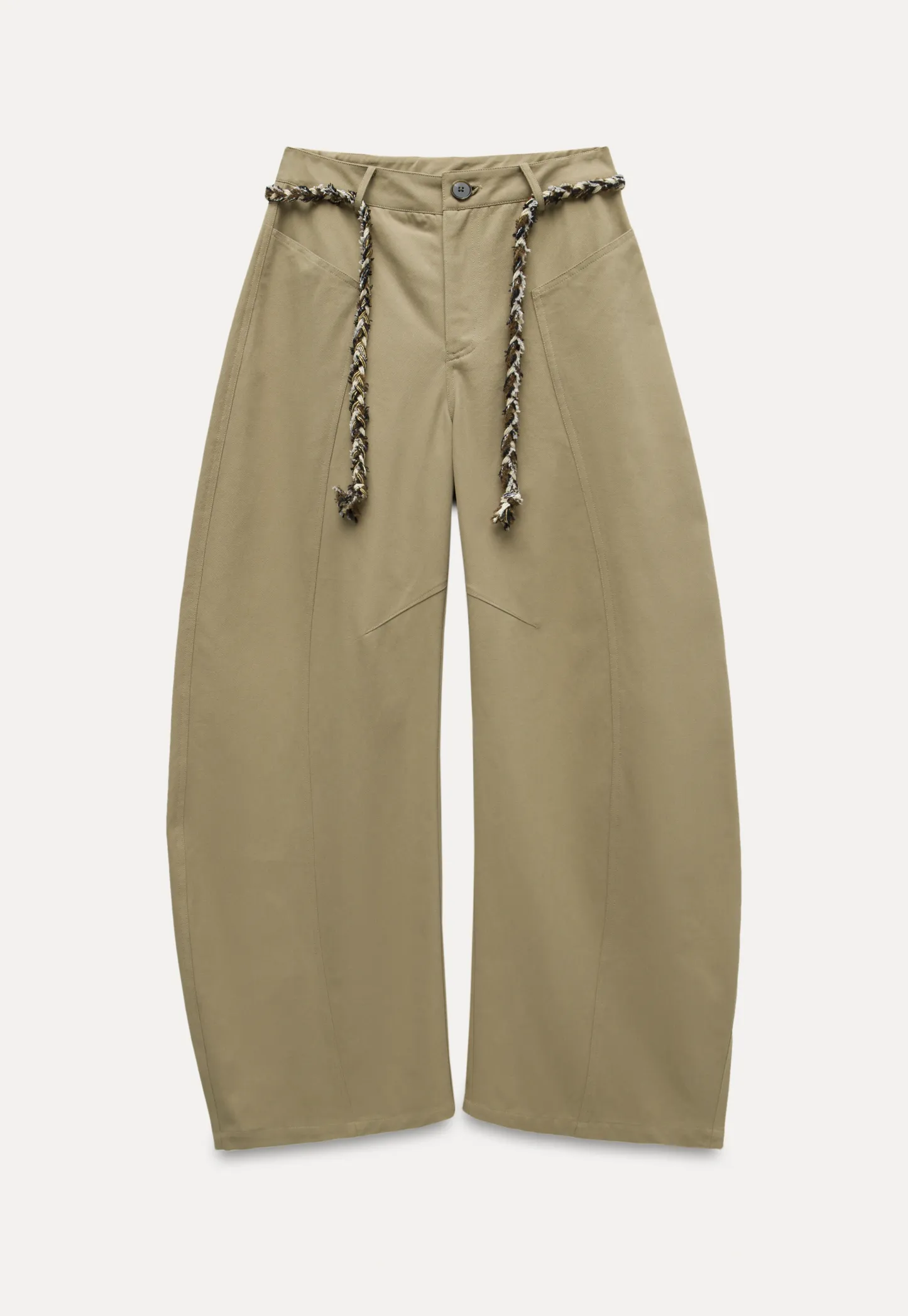 Wide-Leg Trousers with Braided Drawstring Detail