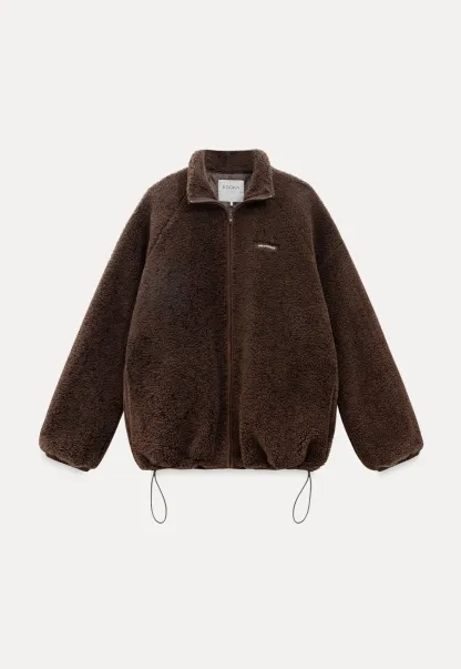 Zip-Up Fleece Jacket with Drawstring Waist