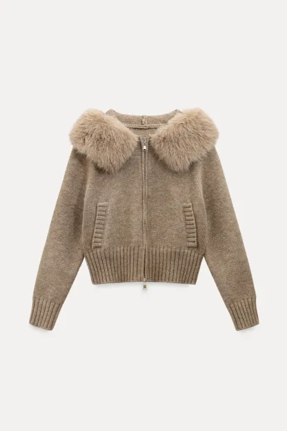 Zip Sweater and Pleated Skirt Combo