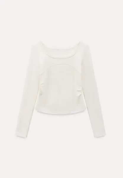 Ruffled Square Neck Long Sleeve Top