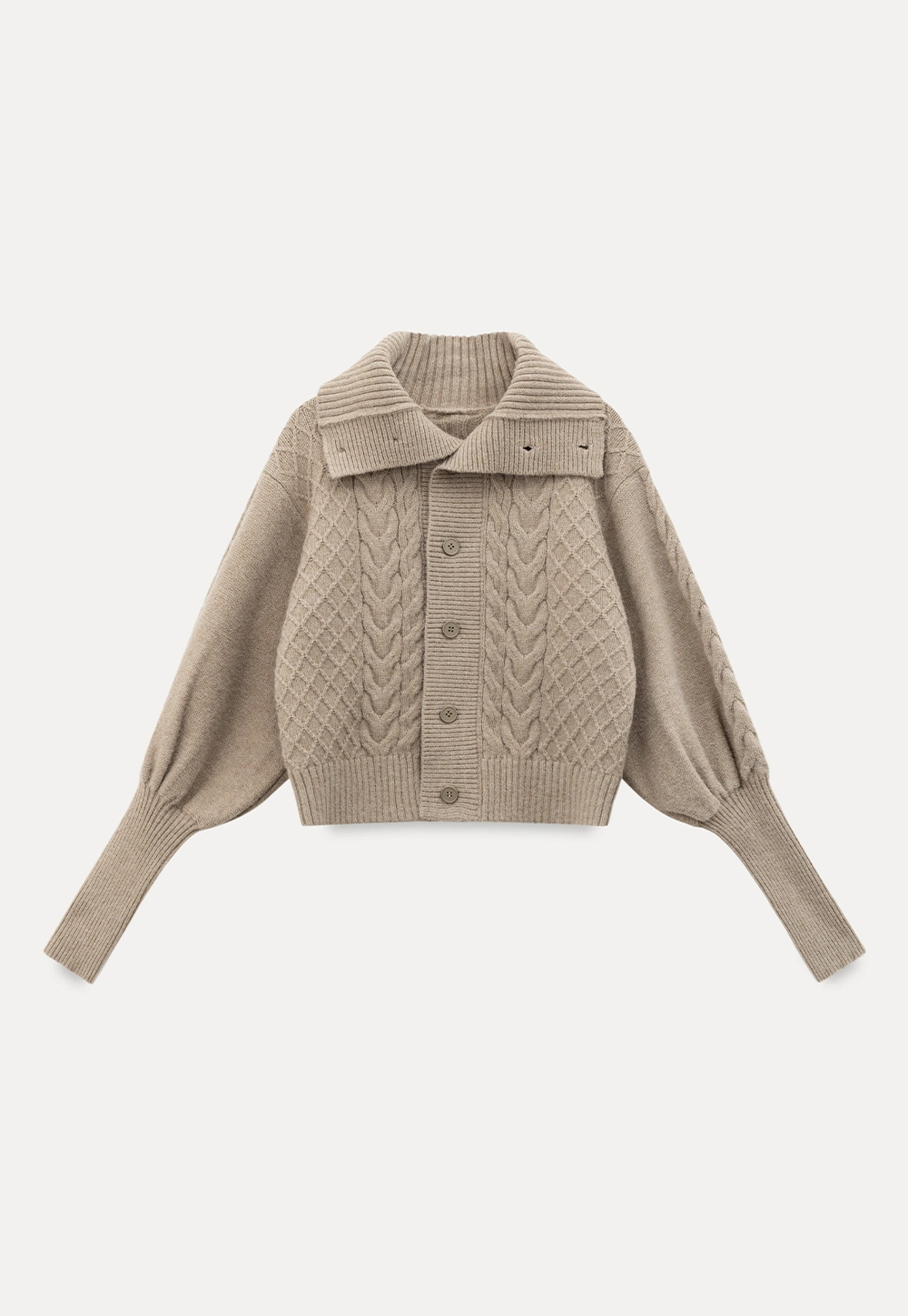 Chunky Knit Cardigan with Balloon Sleeves