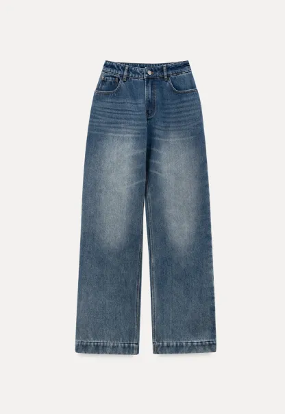 Women Wide-Leg High-Waisted Denim Jeans