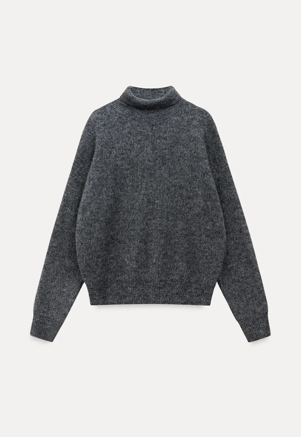 High-Neck Melange Knit Sweater